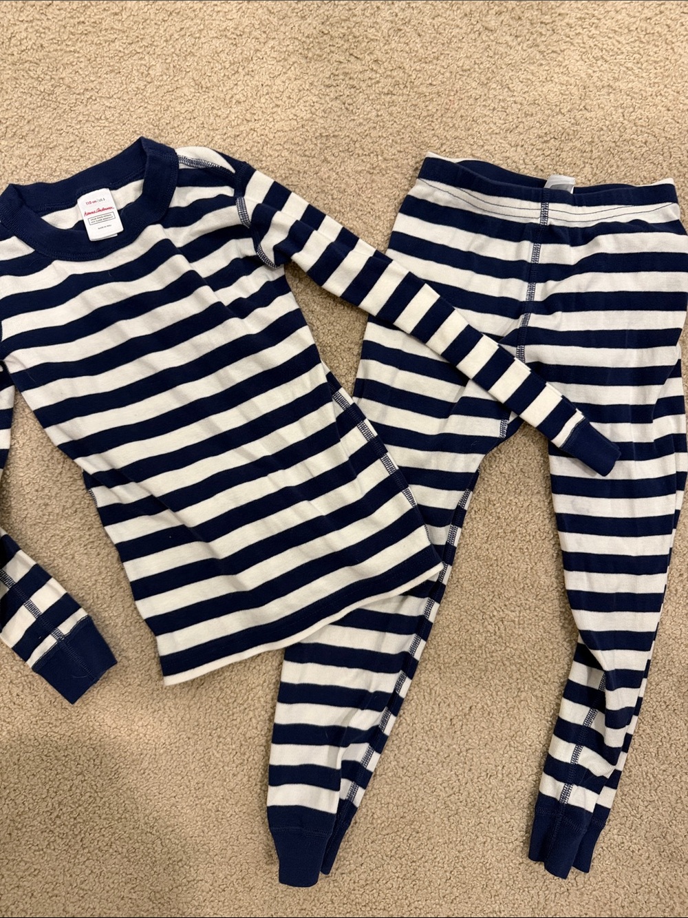 Hanna Andersson Navy & White Striped Kids Pajama Set